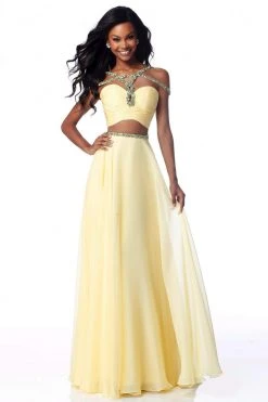 Sherri Hill - 51812 Strap-Detailed Two Piece Chiffon A Line Dress 18 Sherri Hill - 51812 Strap-Detailed Two Piece Chiffon A Line Dress