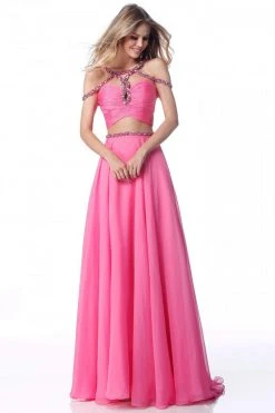 Sherri Hill - 51812 Strap-Detailed Two Piece Chiffon A Line Dress