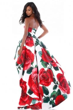 Sherri Hill - 51816 Strapless Floral Print High Low A-Line Dress 12 Sherri Hill - 51816 Strapless Floral Print High Low A-Line Dress