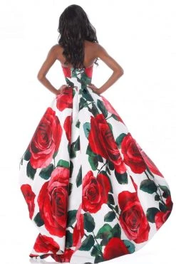 Sherri Hill - 51816 Strapless Floral Print High Low A-Line Dress