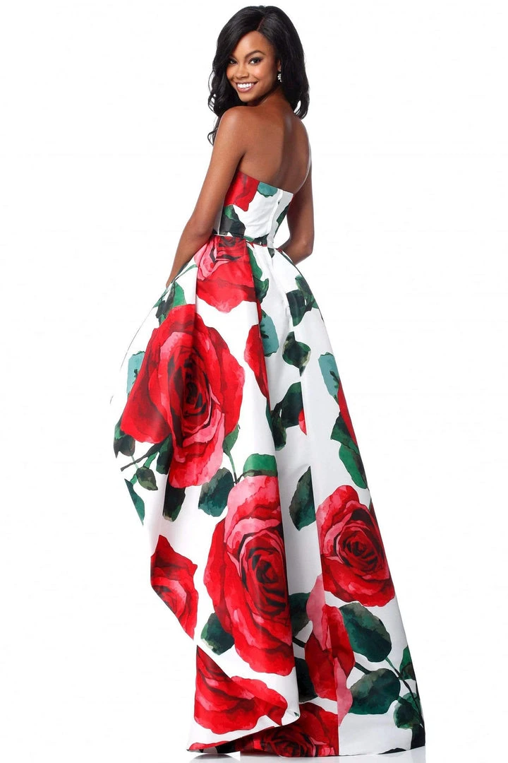 Sherri Hill - 51816 Strapless Floral Print High Low A-Line Dress 6 Sherri Hill - 51816 Strapless Floral Print High Low A-Line Dress