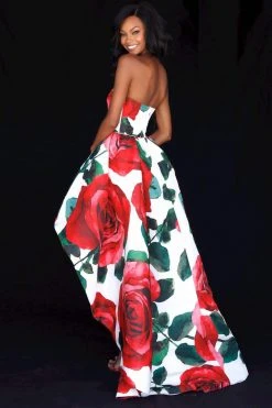 Sherri Hill - 51816 Strapless Floral Print High Low A-Line Dress 15 Sherri Hill - 51816 Strapless Floral Print High Low A-Line Dress
