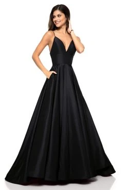 Sherri Hill - 51822 Plunging Empire Taffeta A Line Dress