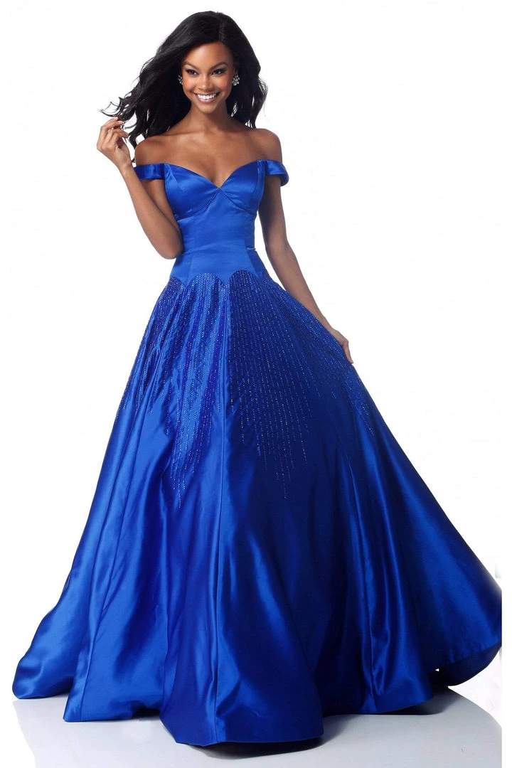 Sherri Hill - 51825 Off Shoulder Jewel-Spangled Satin Dress 3 Sherri Hill - 51825 Off Shoulder Jewel-Spangled Satin Dress