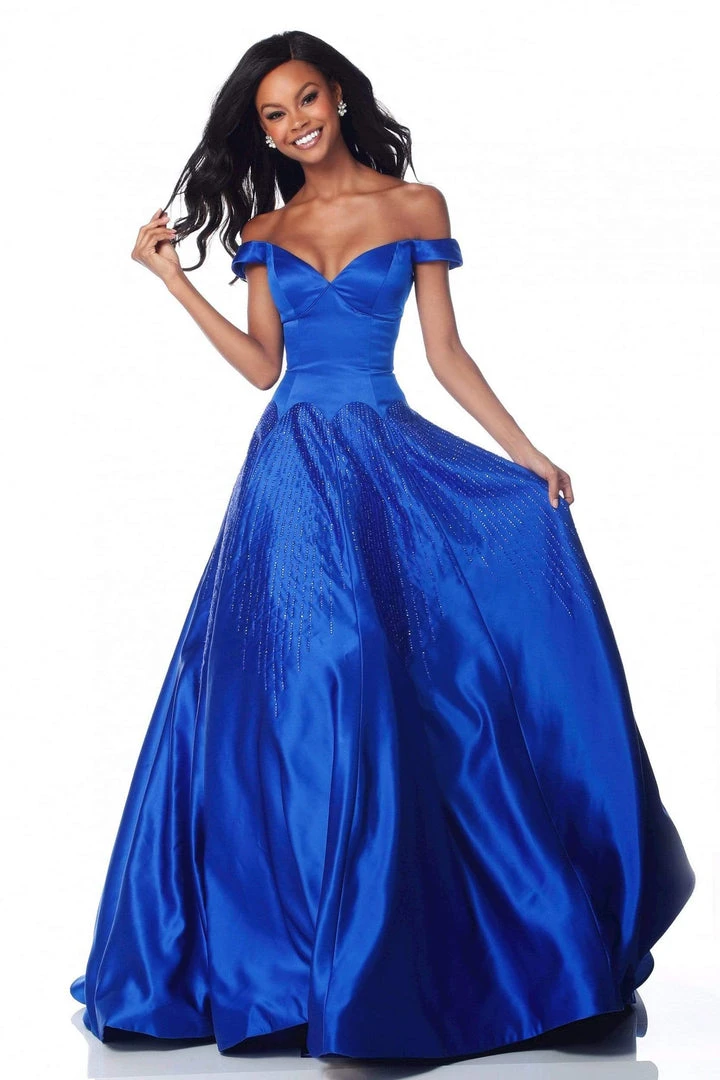 Sherri Hill - 51825 Off Shoulder Jewel-Spangled Satin Dress 5 Sherri Hill - 51825 Off Shoulder Jewel-Spangled Satin Dress