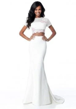 Sherri Hill - 51834 Two Piece Floral Applique Jersey Mermaid Dress