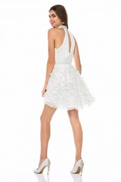 Sherri Hill - 51835 High Halter Satin Floral Applique A-Line Dress