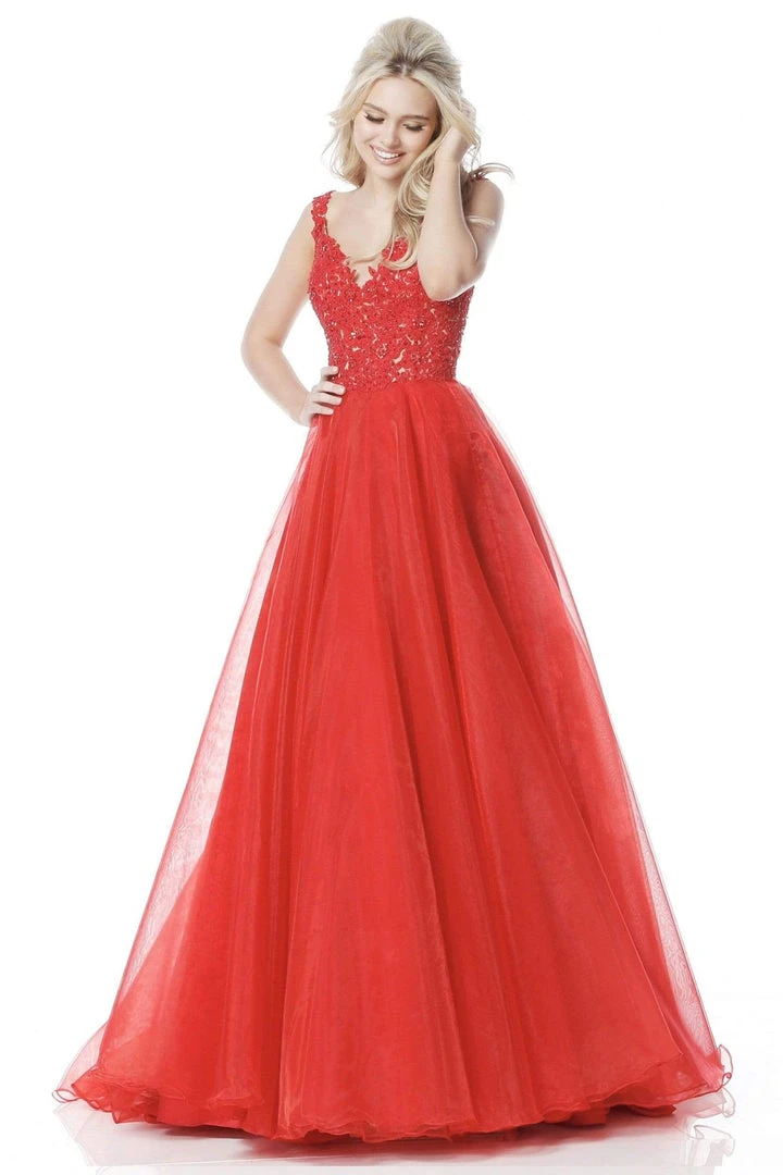 Sherri Hill - 51839 Lace V-Neck Taffeta Ballgown 3 Sherri Hill - 51839 Lace V-Neck Taffeta Ballgown