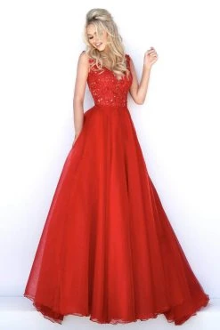 Sherri Hill - 51839 Lace V-Neck Taffeta Ballgown 10 Sherri Hill - 51839 Lace V-Neck Taffeta Ballgown