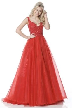 Sherri Hill - 51839 Lace V-Neck Taffeta Ballgown 12 Sherri Hill - 51839 Lace V-Neck Taffeta Ballgown