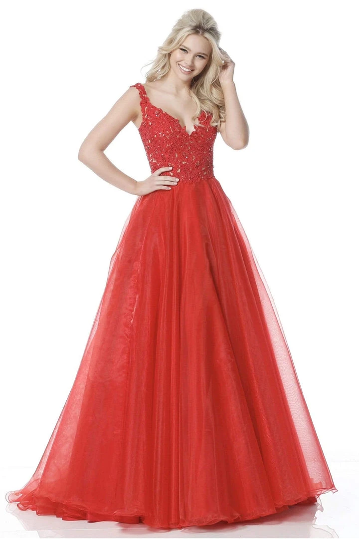 Sherri Hill - 51839 Lace V-Neck Taffeta Ballgown 7 Sherri Hill - 51839 Lace V-Neck Taffeta Ballgown