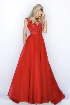 Sherri Hill - 51839 Lace V-Neck Taffeta Ballgown 11 Sherri Hill - 51839 Lace V-Neck Taffeta Ballgown