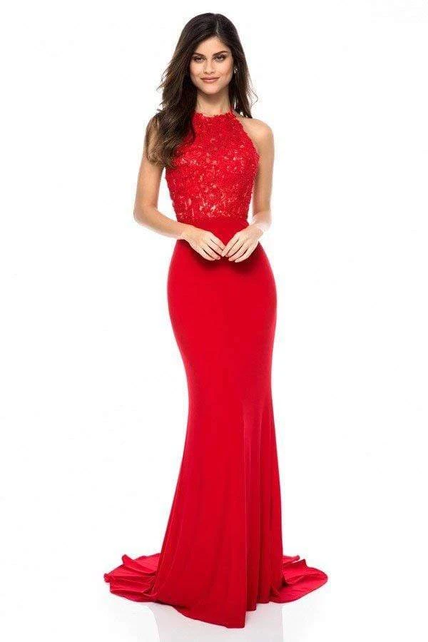 Sherri Hill - 51844 Lace Appliqued Halter Sheath Dress 3 Sherri Hill - 51844 Lace Appliqued Halter Sheath Dress