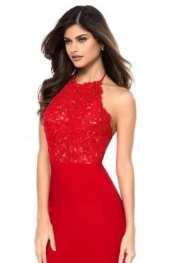 Sherri Hill - 51844 Lace Appliqued Halter Sheath Dress 7 Sherri Hill - 51844 Lace Appliqued Halter Sheath Dress