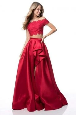 Sherri Hill - 51857 Two Piece Lace Off-Shoulder Mikado A-Line Dress