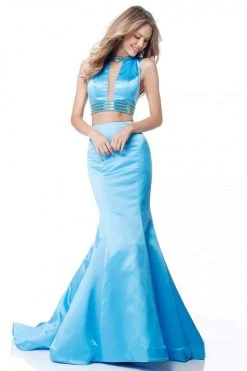 Sherri Hill - 51864 Two Piece Beaded Satin Mermaid Dress With Train 11 Sherri Hill - 51864 Two Piece Beaded Satin Mermaid Dress With Train