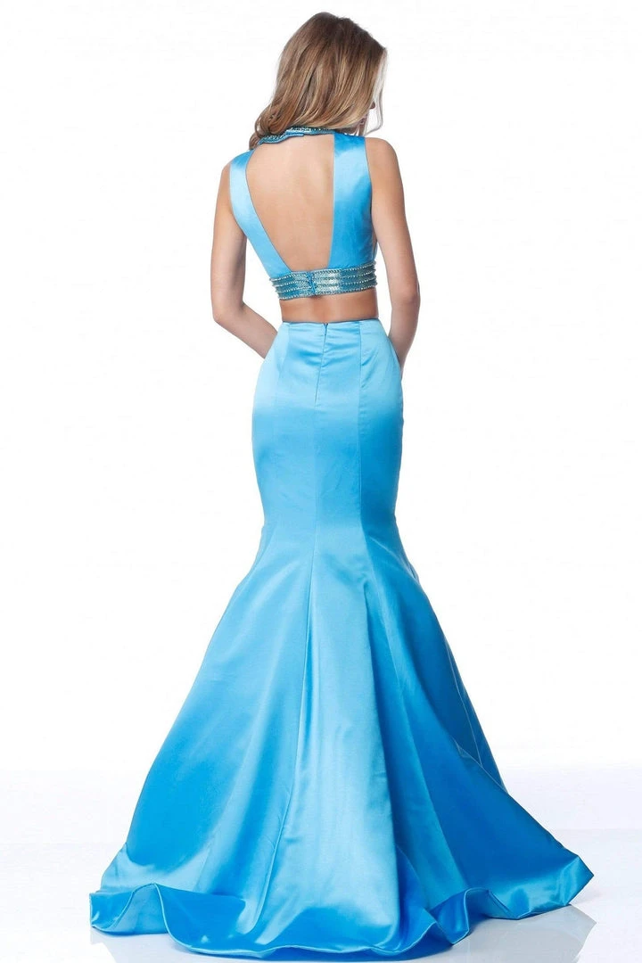 Sherri Hill - 51864 Two Piece Beaded Satin Mermaid Dress With Train 4 Sherri Hill - 51864 Two Piece Beaded Satin Mermaid Dress With Train