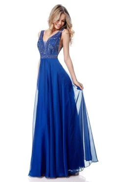 Sherri Hill - 51874 Beaded V-Neck Bodice Chiffon Dress