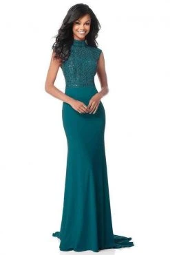 Sherri Hill - 51876 Beaded High Neck Sheath Dress