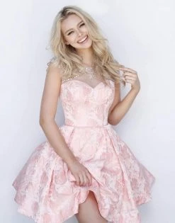 Sherri Hill - 51878 Embellished Illusion Bateau Brocade A-line Dress