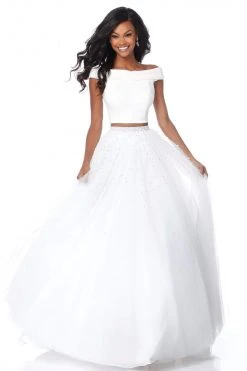 Sherri Hill - 51907 Beaded Two Piece Off-Shoulder Tulle Ballgown