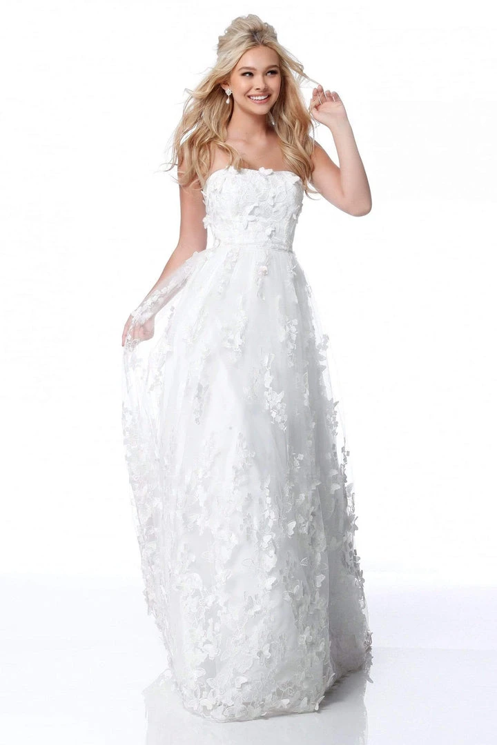 Sherri Hill - 51909 Floral Appliqued Strapless Tulle Dress 3 Sherri Hill - 51909 Floral Appliqued Strapless Tulle Dress