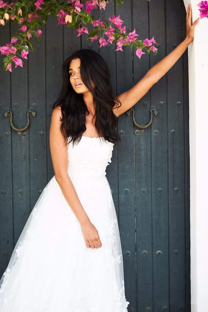 Sherri Hill - 51909 Floral Appliqued Strapless Tulle Dress 6 Sherri Hill - 51909 Floral Appliqued Strapless Tulle Dress