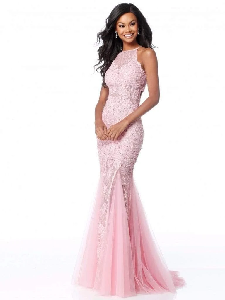 Sherri Hill - 51913 Lace Applique Halter Tulle Trumpet Dress 5 Sherri Hill - 51913 Lace Applique Halter Tulle Trumpet Dress