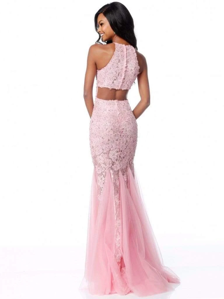 Sherri Hill - 51913 Lace Applique Halter Tulle Trumpet Dress 4 Sherri Hill - 51913 Lace Applique Halter Tulle Trumpet Dress