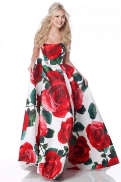 Sherri Hill - 51926 Strapless Floral Print Ballgown With Train 13 Sherri Hill - 51926 Strapless Floral Print Ballgown With Train