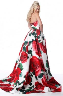 Sherri Hill - 51926 Strapless Floral Print Ballgown With Train 12 Sherri Hill - 51926 Strapless Floral Print Ballgown With Train