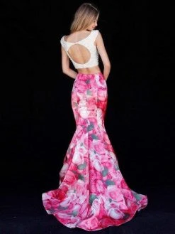 Sherri Hill - 51927 Two Piece Off-Shoulder Floral Print Mermaid Dress 9 Sherri Hill - 51927 Two Piece Off-Shoulder Floral Print Mermaid Dress