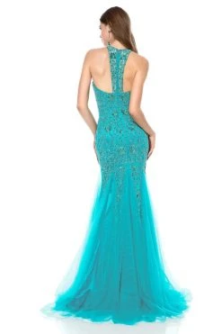 Sherri Hill - 51939 Beaded Lace Halter Tulle Mermaid Dress