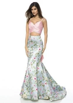Sherri Hill - 51943 Two Piece Floral Print Mermaid Dress 9 Sherri Hill - 51943 Two Piece Floral Print Mermaid Dress