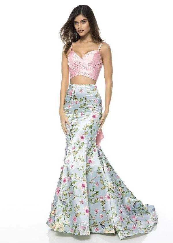 Sherri Hill - 51943 Two Piece Floral Print Mermaid Dress 6 Sherri Hill - 51943 Two Piece Floral Print Mermaid Dress
