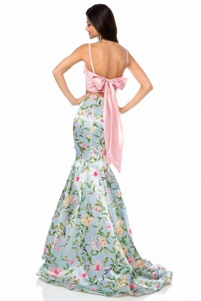 Sherri Hill - 51943 Two Piece Floral Print Mermaid Dress 5 Sherri Hill - 51943 Two Piece Floral Print Mermaid Dress