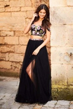 Sherri Hill - 51944 Floral Applique Off The Shoulder Two-Piece Dress