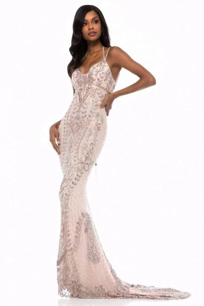 Sherri Hill - 51946 Tasseled Tie Back Beaded Sheath Dress 3 Sherri Hill - 51946 Tasseled Tie Back Beaded Sheath Dress