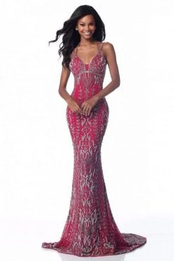 Sherri Hill - 51946 Tasseled Tie Back Beaded Sheath Dress 16 Sherri Hill - 51946 Tasseled Tie Back Beaded Sheath Dress
