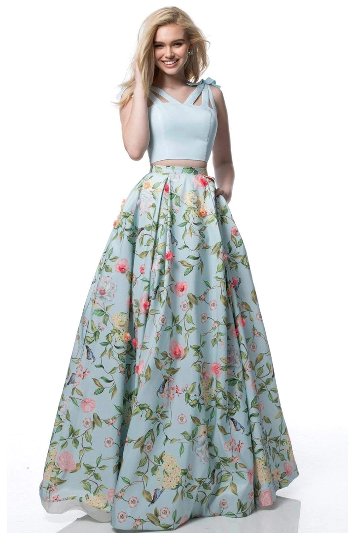Sherri Hill - 51959 Two Piece V-neck Floral Print A-line Dress 3 Sherri Hill - 51959 Two Piece V-neck Floral Print A-line Dress