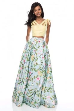 Sherri Hill - 51959 Two Piece V-neck Floral Print A-line Dress 17 Sherri Hill - 51959 Two Piece V-neck Floral Print A-line Dress