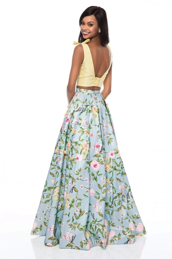 Sherri Hill - 51959 Two Piece V-neck Floral Print A-line Dress 10 Sherri Hill - 51959 Two Piece V-neck Floral Print A-line Dress