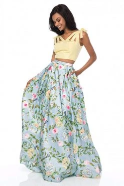 Sherri Hill - 51959 Two Piece V-neck Floral Print A-line Dress 19 Sherri Hill - 51959 Two Piece V-neck Floral Print A-line Dress