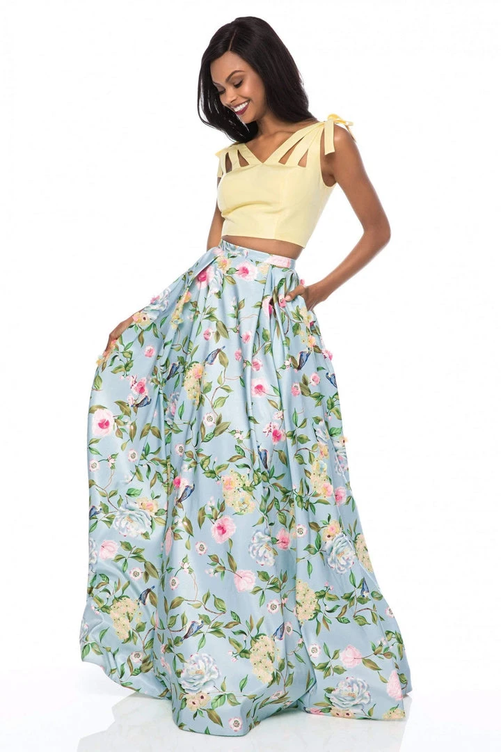 Sherri Hill - 51959 Two Piece V-neck Floral Print A-line Dress 11 Sherri Hill - 51959 Two Piece V-neck Floral Print A-line Dress