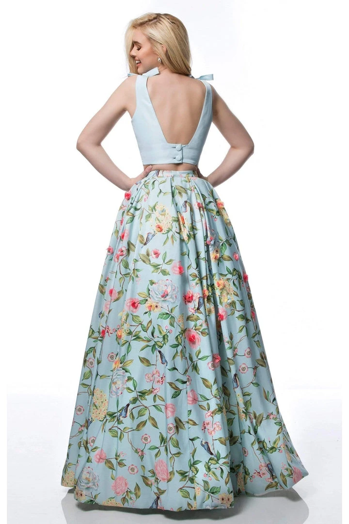 Sherri Hill - 51959 Two Piece V-neck Floral Print A-line Dress 4 Sherri Hill - 51959 Two Piece V-neck Floral Print A-line Dress