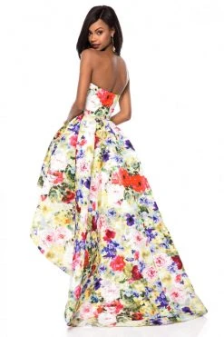 Sherri Hill - 51968 Strapless Floral Print High Low A-Line Dress