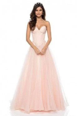 Sherri Hill - 51980 Strapless Corset Top Point D'esprit Gown