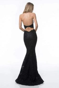 Sherri Hill - 51995 Lace Halter Mermaid Evening Dress