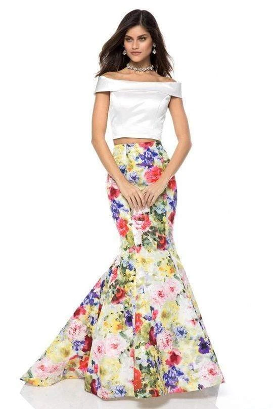 Sherri Hill - 52005 Two Piece Satin Floral Print Mermaid Dress 3 Sherri Hill - 52005 Two Piece Satin Floral Print Mermaid Dress