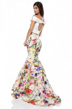 Sherri Hill - 52005 Two Piece Satin Floral Print Mermaid Dress